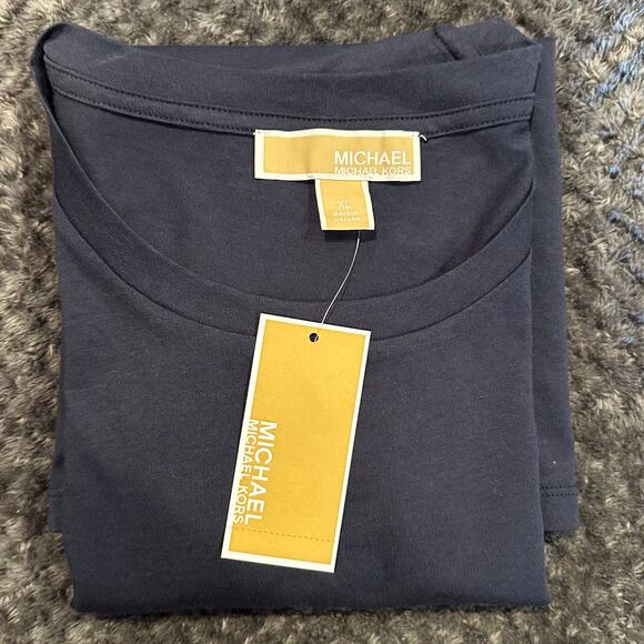 NWT, Michael Kors Women’s Size Large & XL Navy Tee w/Double Ruffle Sleeves, K627 - Picture 14 of 17